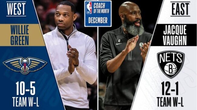  Willie Green, Jacque Vaughn nombrados entrenadores del mes de la NBA